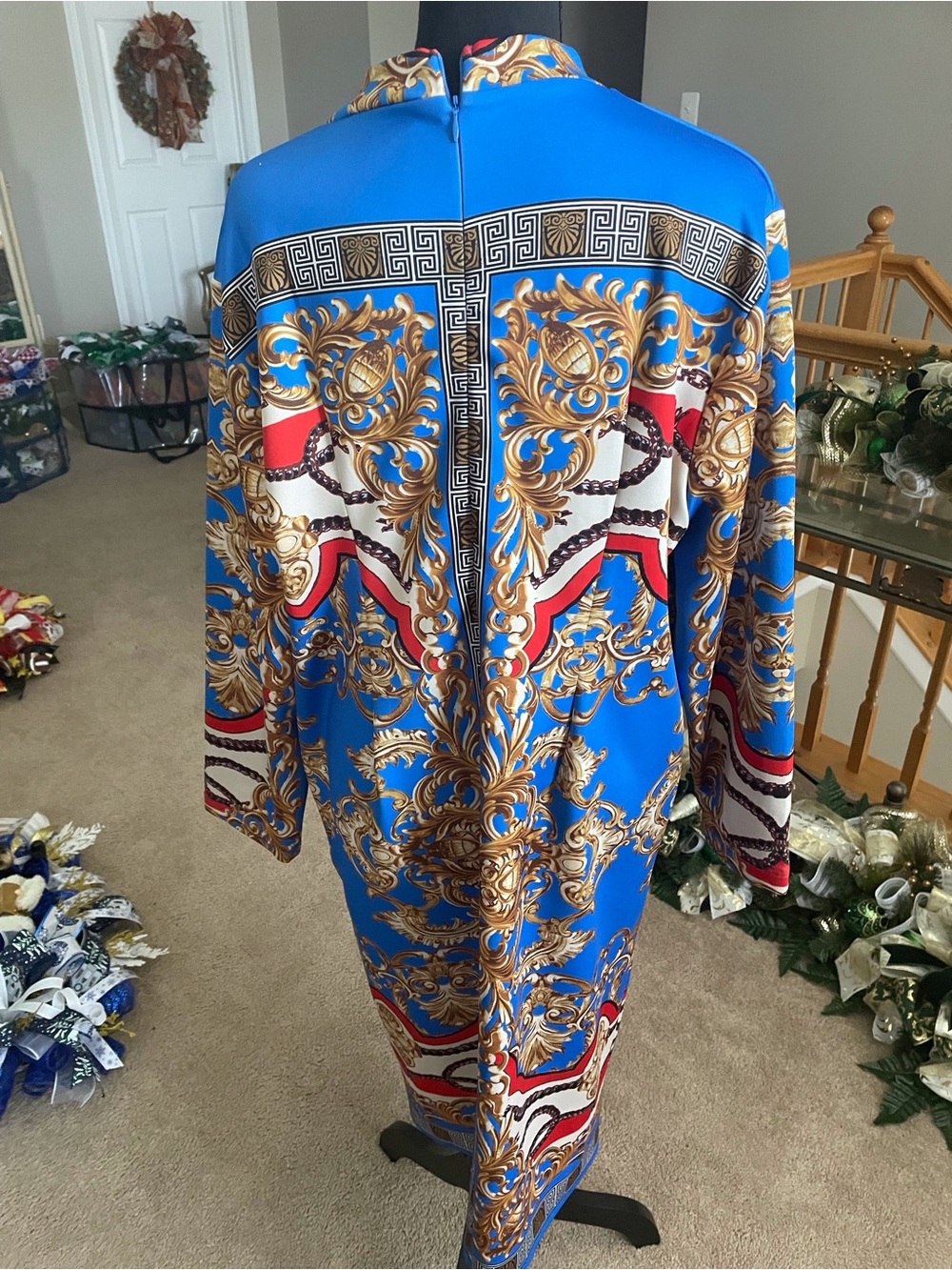 Fashion Nova Blue Baroque-Print Women's Coat